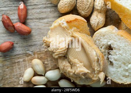 closeup peanut butter used to make bread sandwiches, pasta made from real roasted peanuts, and other ingredients other than peanuts are used in the pa Stock Photo