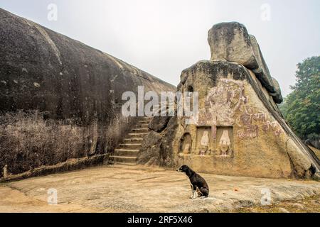 12 24 2014 Ancient Barabar Hills world’s oldest surviving caves.near Makhdumpur village of Jehanabad district. Bihar India Asia. Stock Photo