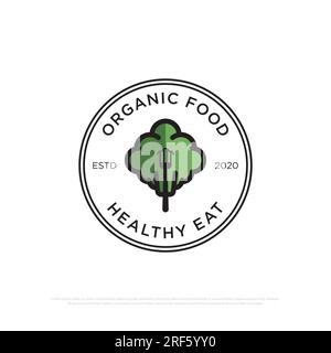 organic food logo design vector, fresh tree with flat design illustration, best for nature,organic restaurant logo brand Stock Vector