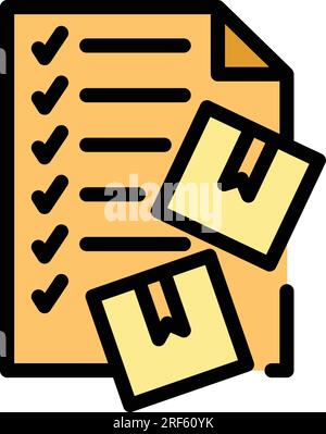 Order summary icon outline vector. Fill form. Write online color flat Stock Vector