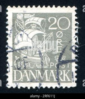 DENMARK - CIRCA 1927: stamp printed by Denmark, shows Caravel, circa 1927 Stock Photo