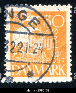 DENMARK - CIRCA 1927: stamp printed by Denmark, shows Caravel, circa 1927 Stock Photo