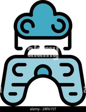 Vr joystick play icon outline vector. Pixel menu. Gold chest color flat Stock Vector