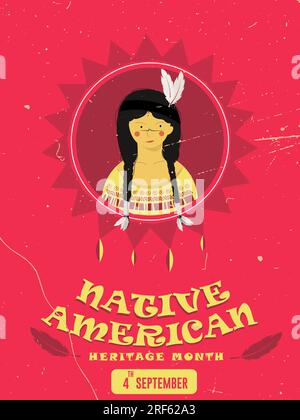 Celebrate Native American Day on September 4th with this background concept.  Festivities poster vector illustration design. Stock Vector
