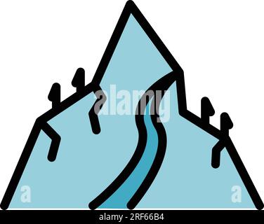 Moutains tourism icon outline vector. Eco nature. People travel color flat Stock Vector