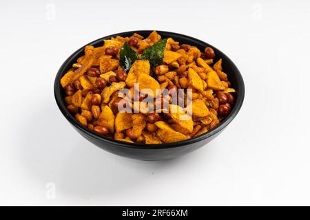 MIXTURE , commonly known as 'Chivda' or 'Namkeen,' is a popular and delicious savory snack in India Stock Photo