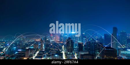 City scape and network connection concept Stock Photo