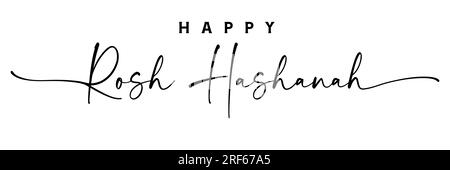 Happy Rosh Hashanah hand drawn black lettering. Shana Tova, Happy and sweet new year in Hebrew. Vector illustration Stock Vector
