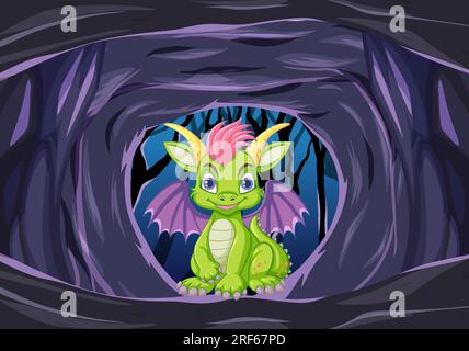 Cute Dragon in the Cave illustration Stock Vector Image & Art - Alamy