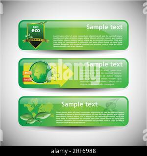 Colorful Eco Banner Set Vector Illustration Stock Vector