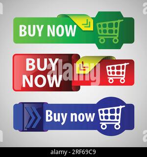 Set of Buy Now Buttons Stock Vector