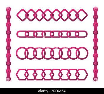 Seamless abstract geometric gradient pink chains pattern design, Vector Illustration. Stock Vector