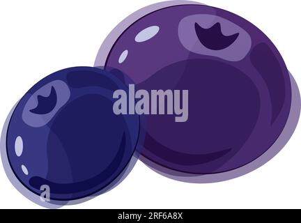 Blue and purple sweet blueberries without background in watercolor style. Vector. Stock Vector
