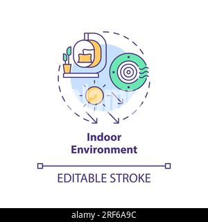 2D customizable indoor environment line icon concept Stock Vector