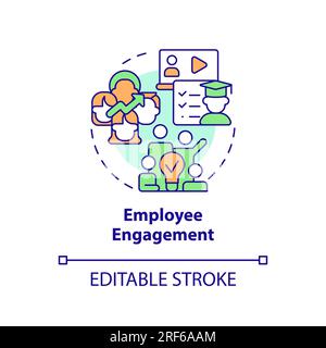 2D customizable employee engagement line icon concept Stock Vector