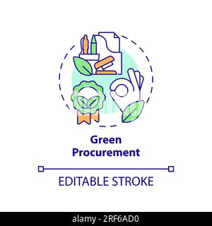 2D customizable green procurement line icon concept Stock Vector