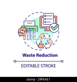 2D customizable waste reduction line icon concept Stock Vector