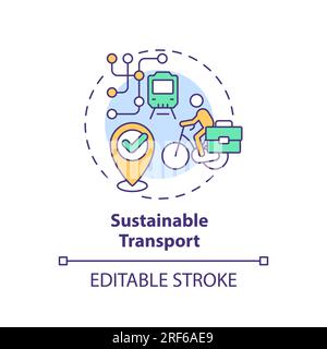 2D customizable sustainable transport line icon concept Stock Vector