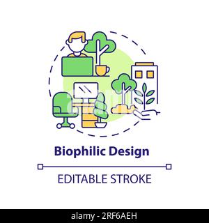 2D customizable biophilic design line icon concept Stock Vector