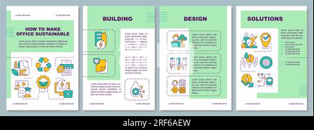 2D brochure with sustainable office linear icons Stock Vector