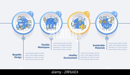 Multicolor sustainable office layout with linear icons Stock Vector