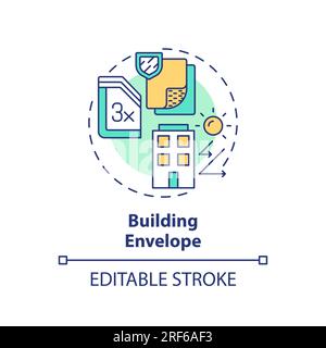 2D customizable building envelope line icon concept Stock Vector