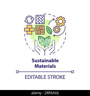 2D customizable sustainable materials line icon concept Stock Vector