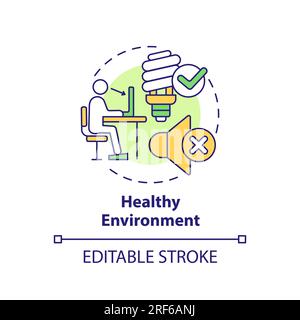 2D customizable healthy environment line icon concept Stock Vector