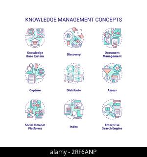 Customizable icons for knowledge management concepts Stock Vector