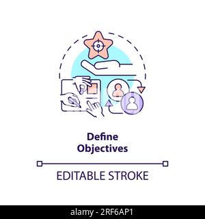 2D customizable define objectives line icon concept Stock Vector
