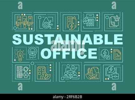 Sustainable office text with thin line icons Stock Vector
