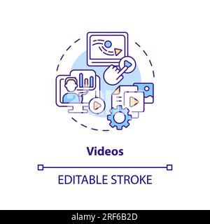2D customizable videos line icon concept Stock Vector