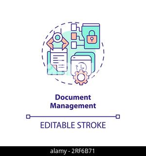 2D customizable document management line icon concept Stock Vector