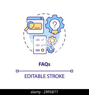 2D customizable FAQs line icon concept Stock Vector