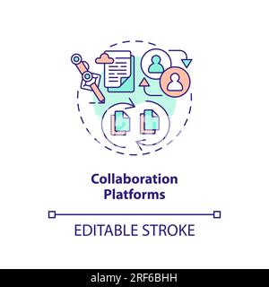 2D customizable collaboration platforms line icon concept Stock Vector