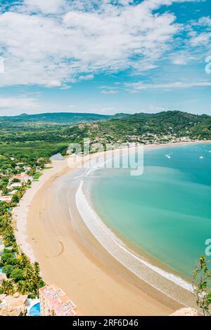 Beautiful view of San Juan del Sur beach in sunny day. Panoramic view of the bay of San Juan del Sur, Nicaragua Stock Photo