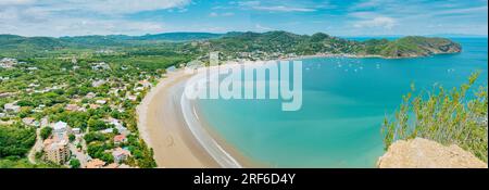 Panoramic view of the bay of San Juan del Sur, Nicaragua. Beautiful view of San Juan del Sur beach in sunny day Stock Photo