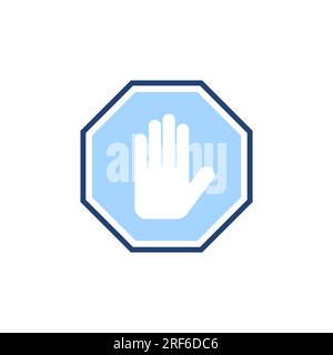Stop icon vector. stop road sign. hand stop sign and symbol. Do not enter stop red sign with hand Stock Vector
