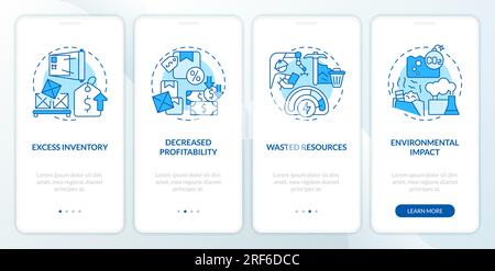 Overproduction with blue linear icons concept Stock Vector
