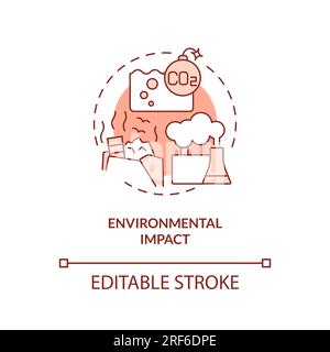Customizable environmental impact line icon concept Stock Vector