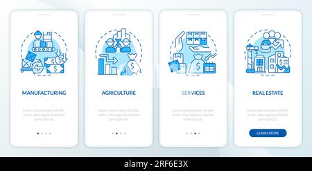 Walkthrough overproduction with blue line icons concept Stock Vector