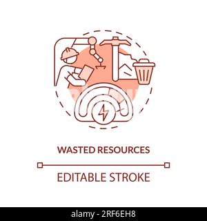 Customizable wasted resources line icon concept Stock Vector