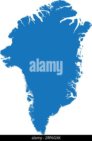 BLUE CMYK color map of GREENLAND Stock Vector