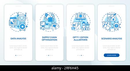 Walkthrough overproduction with blue linear icons concept Stock Vector