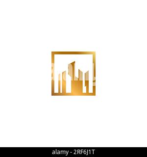 Builidng Gold Logo Design. Town Logo Stock Vector