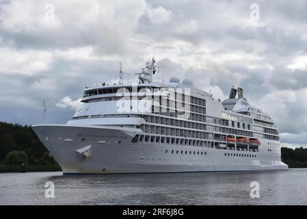 Cruise ship Seven Seas Navigator sails through the Kiel Canal, Schleswig-Holstein, Germany Stock Photo