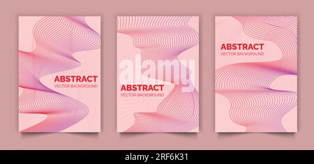 Set of abstract modern book covers design, red lines vector background, minimal template design for cover or web Stock Vector