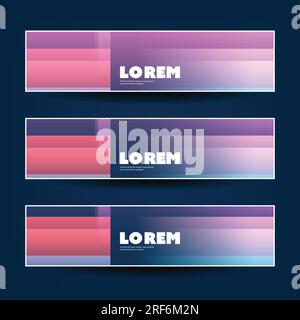 Set of Horizontal Banner or Header Designs for Your Business with Colorful Striped Patterned Background Stock Vector