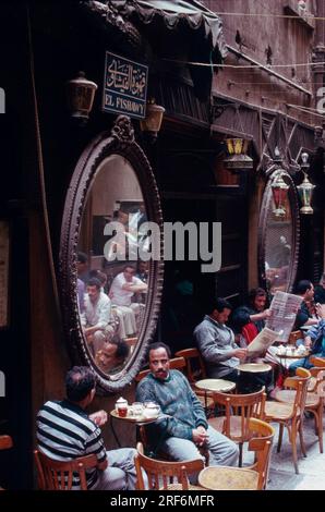 Guests in a street cafe, Cairo, Egypt Stock Photo