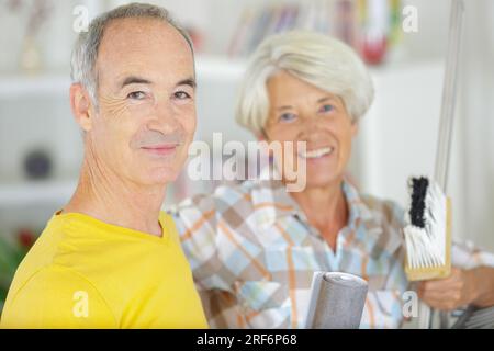 senior couple doing diy at home Stock Photo